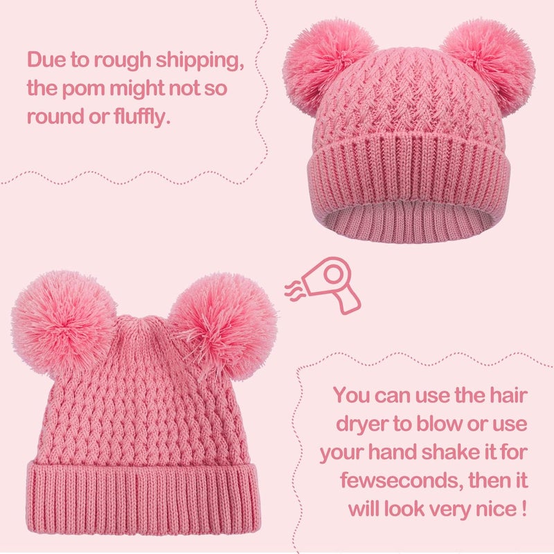 KDVOG Store Kids Winter Hat Warm Knitted Beanies with Double Pom Pom Thick Ski Cap for Boys Girls 7-12 Years - Image 4